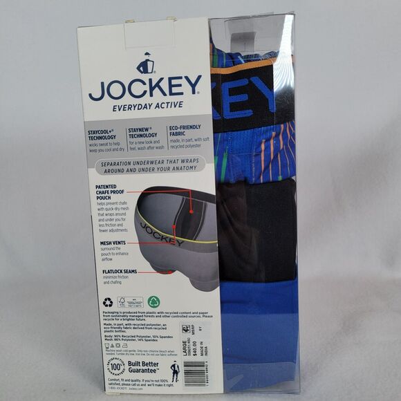 Jockey Mens 3-Pack Boxer Briefs Underwear Size Large Blue 6" Inseam Chafe Proof - Picture 5 of 5
